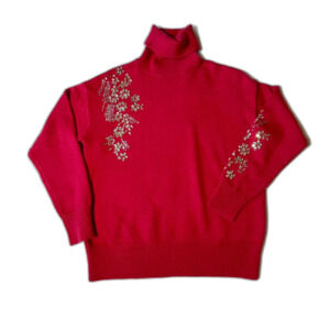 Truth by Republic Hot Pink Rhinestone Turtleneck Sweater XS Long Sleeved Fancy